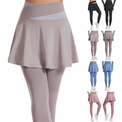 2in1 Sports Skirt Woman Compression Leggings Trend Tennis Padel Skirt Double Layer Golf Wear Gym Yoga Training Pants Running