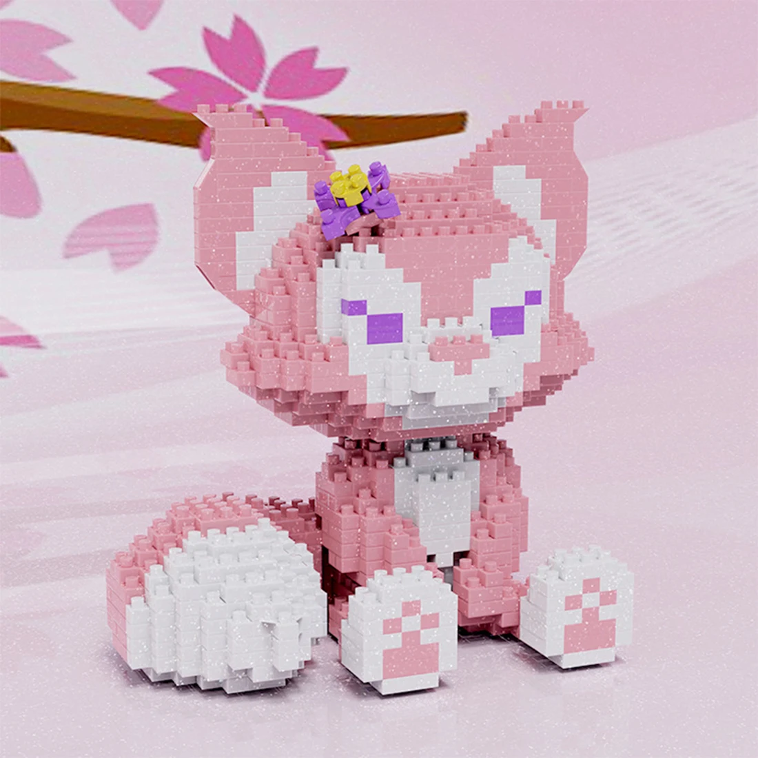 835pcs Disney  Kawaii LinaBell Micro Building Blocks  Cute Pink Fox Mini Diamond Brick Figures Toys For Kid Christmas Gifts 6042