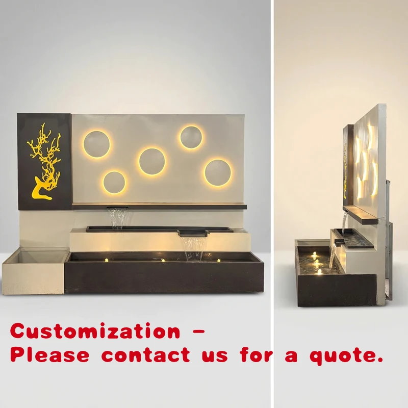

Customize.Modern Flowing Feature Wall with LED Lights - Outdoor Garden Decoration & Indoor Zen Waterfall Fountain
