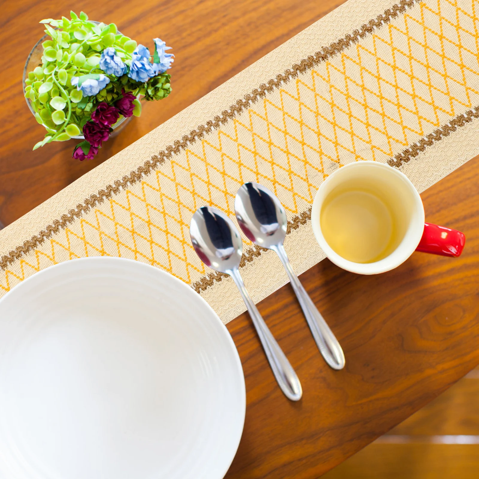 

Farmhouse Tablecloth Decorative Tassel Yellow Linen Table Cover Decor Cover Buffet Holiday Supplies Table Decor