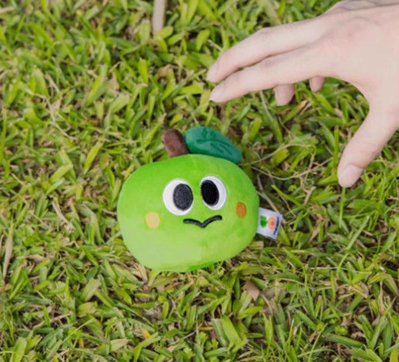 Peluche di mela verde Kawaii da 11 cm, occhi grandi, pianta carina, bambola morbida, perfetta per i regali di compleanno e Natale del festival dei bambini