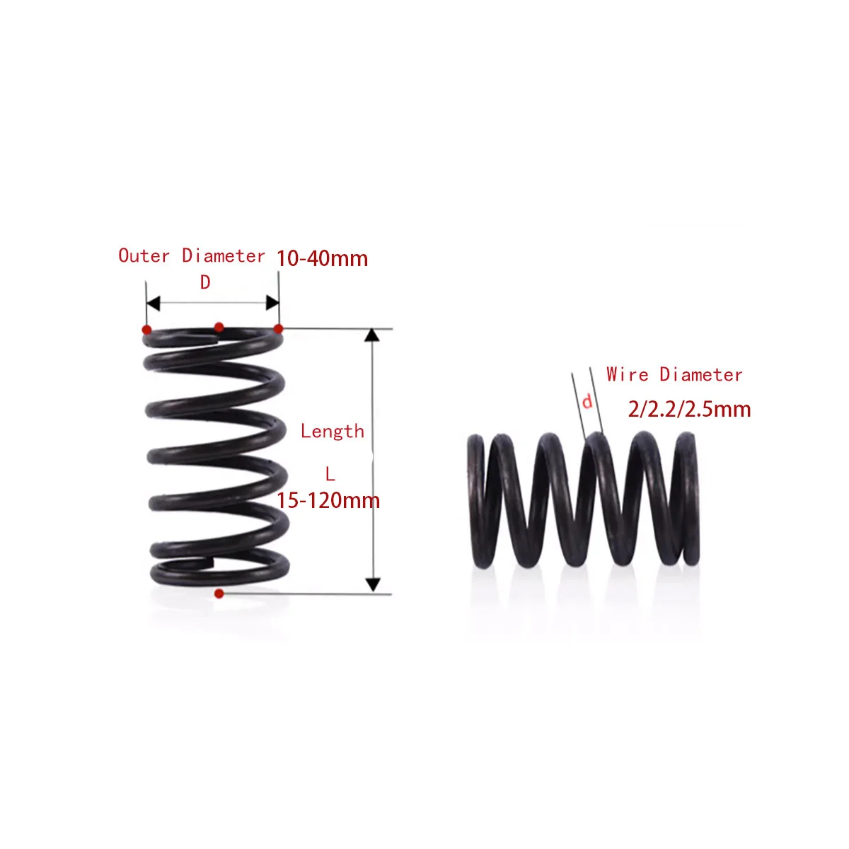 Wire Dia 2 Outer Dia 10-40 Length15-120 Manganese Steel Pressure Spring Compression spring High Elastic Blackening Spring