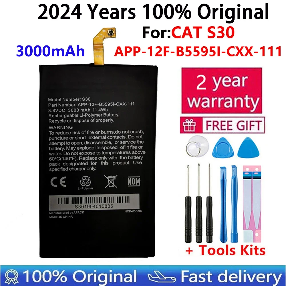 2024 Years 100% Original New for Caterpillar CAT S30 Battery 3000mah APP-12F-B5595I-CXX-111 Batteries Batteries Fast Shipping