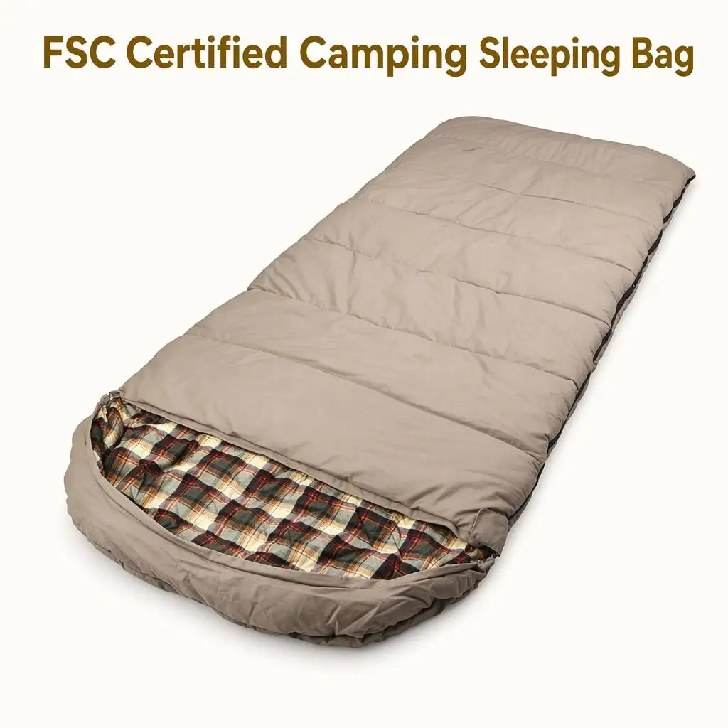 Rectangular Sleeping Bag, Polyester Tartan Plaid Interior, 3 Season Warm Envelope Camping Gear for Adults Outdoor Use