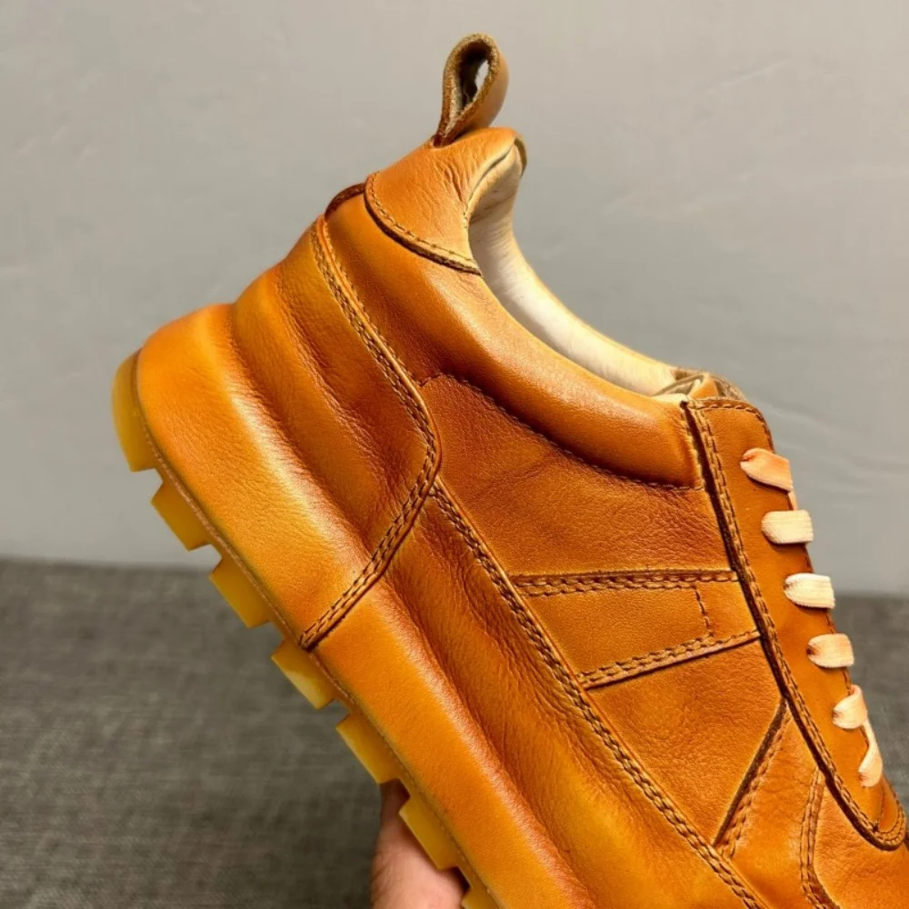 QHCCID baskets blanches hommes en cuir à la mode multi-usages rétro chaussures décontractées hommes à la mode respirant chaussures hommes