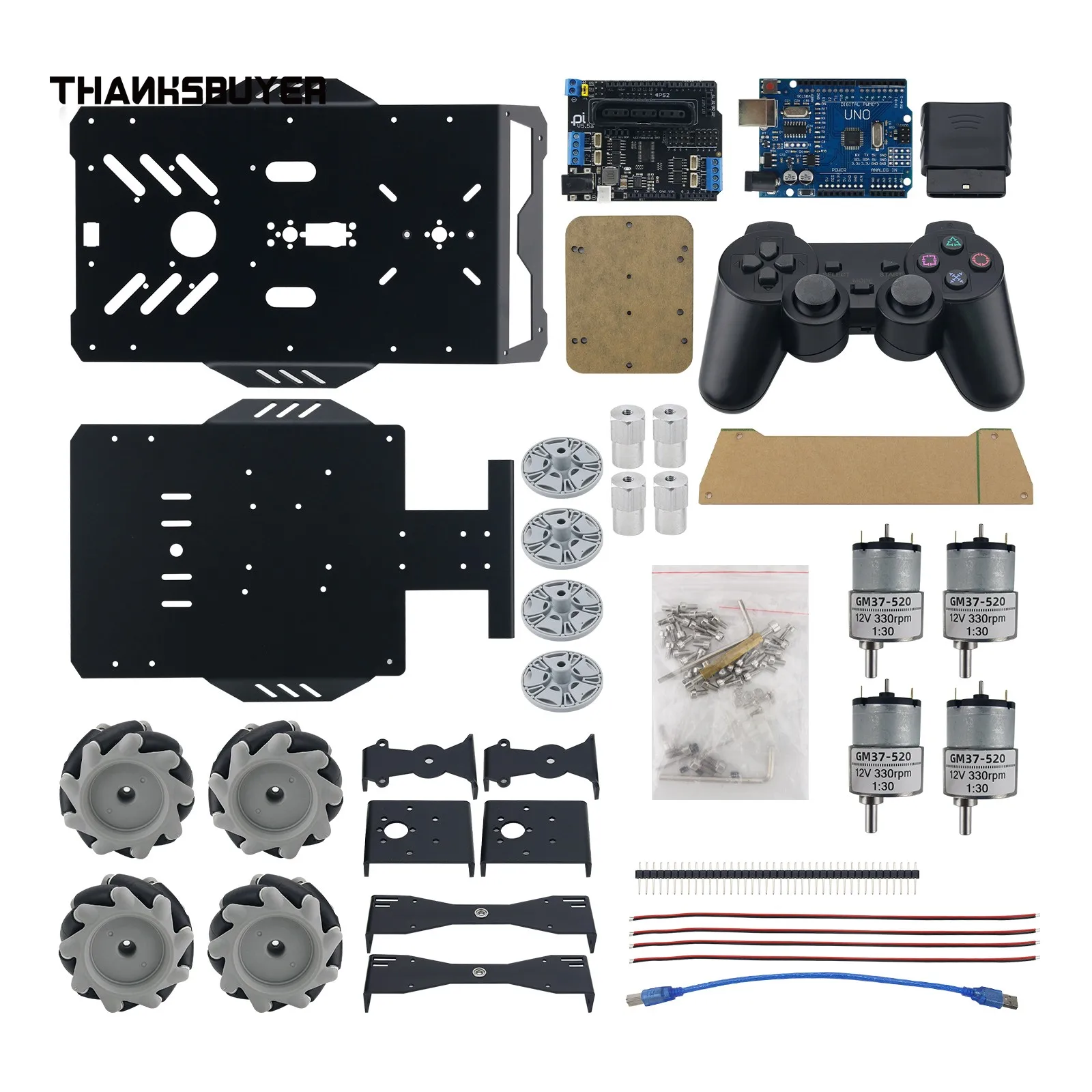 V3 Mecanum Wheel Intelligence Robot Aluminum Car Frame 25kg load with Metal Motor and Wireless Control Board Unfinished