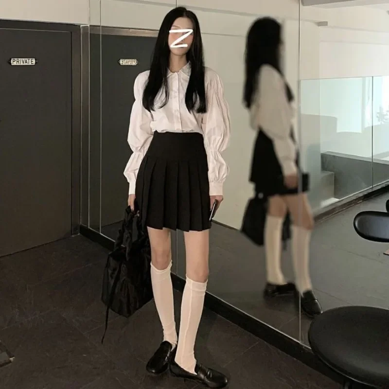 Weiße Shirts Frauen Puff Sleeve Koreanischen Stil Sanfte Mode High Street Temperament Casual Gerade Design Harajuku Einfache Blusas