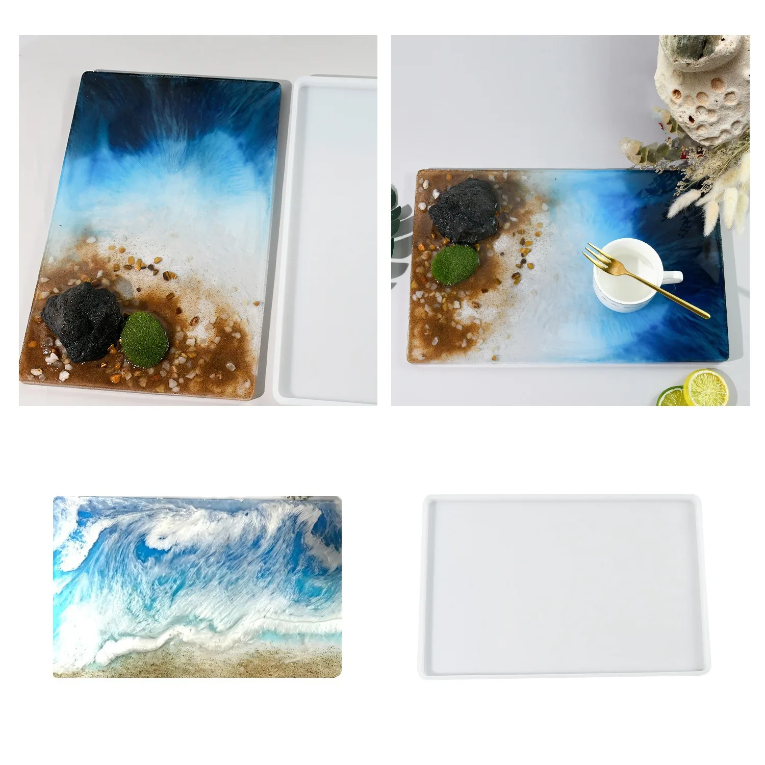 

Многоразовая большая прямоугольная силиконовая форма для изготовления подносов из смолы, деревянных и кофейных столиков своими руками