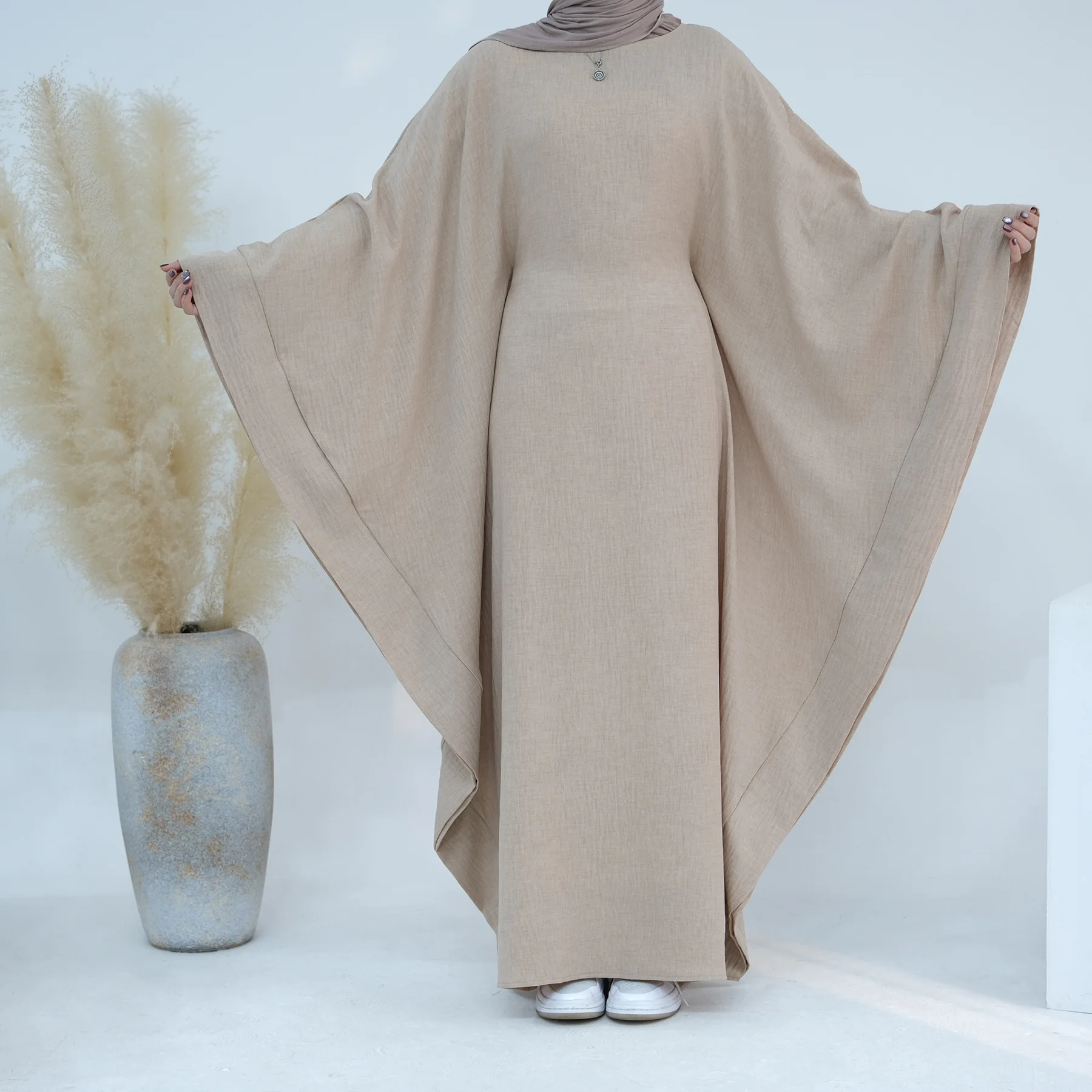 Vestido Abaya Muçulmano para Mulheres, Manga Batwing, Roupas Islâmicas, Dubai, Turquia, Roupa Modesta para Festa Kaftan, Ramadã, Veste Eid Hijab