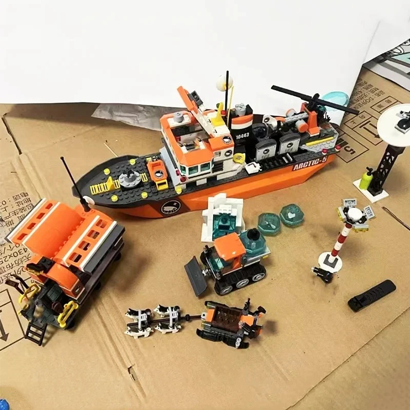 호환 가능한 MOC 세트 시티 시리즈 블록 북극 탐험 아이스브레이커 선박 대형 모델 어린이 선물 장난감 60062