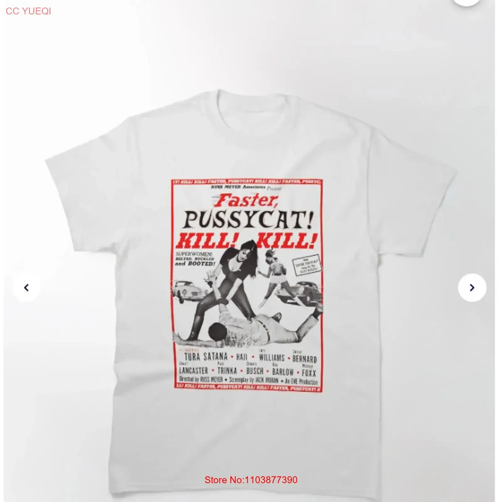 Camiseta Nova Faster Pussycat Kill Russ Meyer Tribute TT709 Vintage Lavada Ligeiramente Estilizada Casual Gráfica Elástica