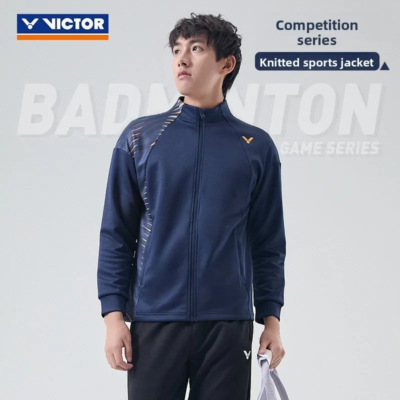 VICTOR New Pro Badminton Sportswear, Unisex Casual Zip-Up Jacket, Breathable Competition Top
