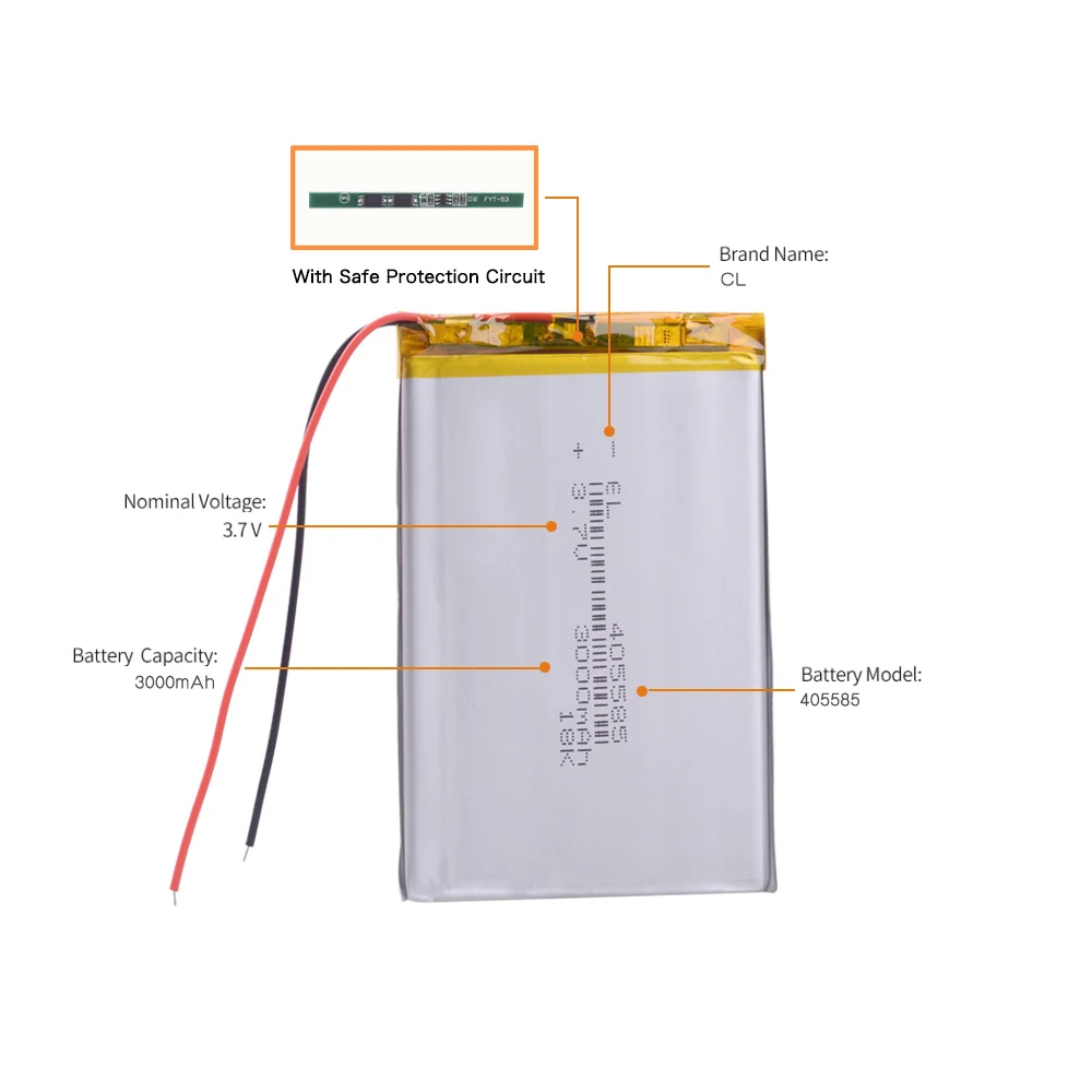 405585 3.7V 3000mAh Rechargeable li Polymer Li-ion Battery For Telephone Power Bank E-book GPS PDA DVD tablet PC MID 045585