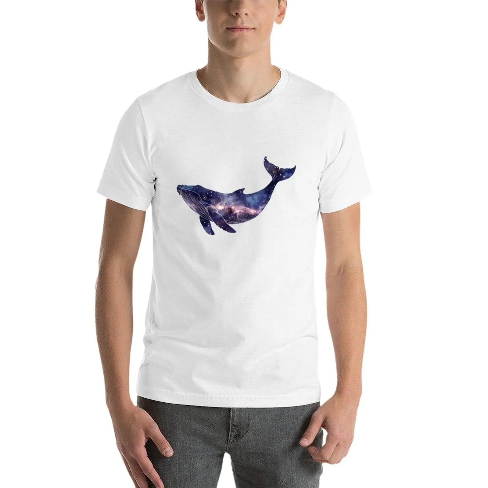 Camiseta Galaxy Space Whale, camiseta informal para hombre, camisetas de marca de lujo de alta calidad