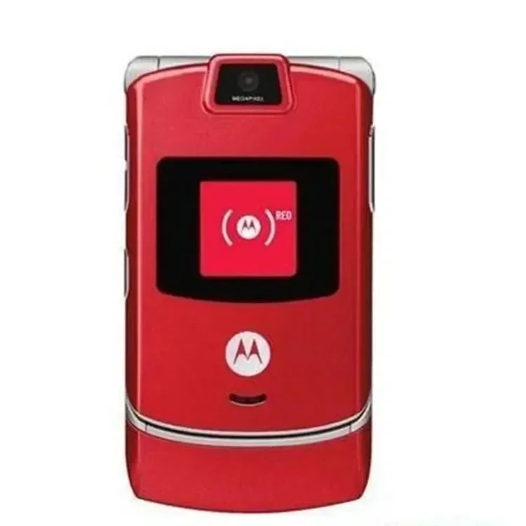 Original Motorola RAZR V3 Refurbished - Original Unlocked Flip Bluetooth Phone GSM 1.23 MP Camera 850/900/1800/1900 CSTN Display