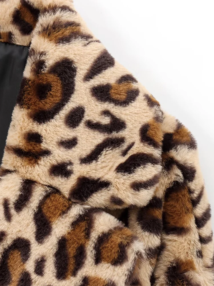 欧米風 2025 秋冬新作 レディースファッション アニマルプリント フェイクファー風コート