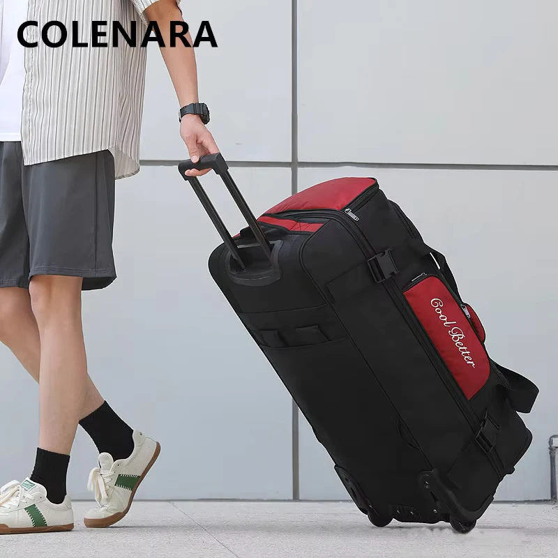 COLENARA Rolling Luggage Oxford Cloth Trolley Case Men's Multifunctional Backpack 34 Inch Large Capacity Travel Bag Suitcase