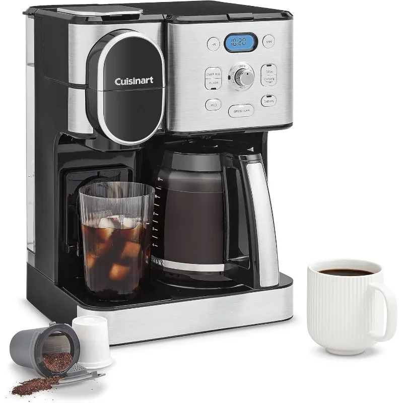 

Coffee Maker, 12-Cup Glass Carafe, Automatic Hot & Iced Coffee Maker, Single Server Brewer, Stainless Steel, SS-16