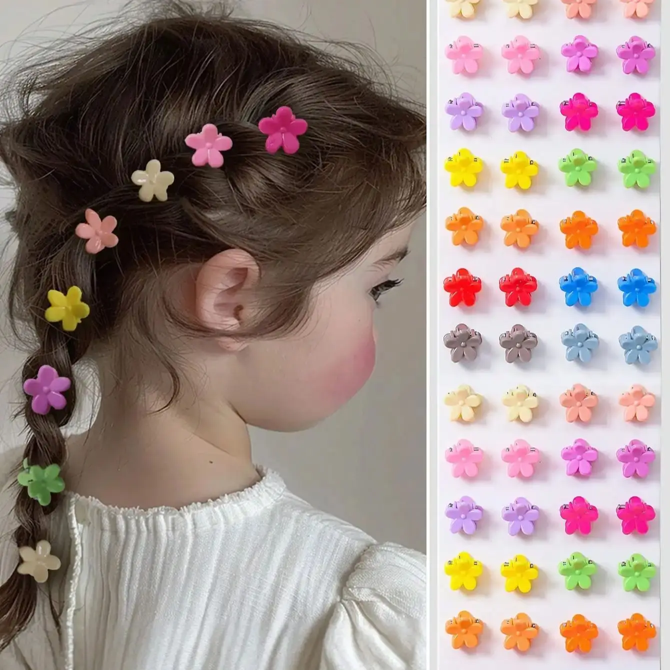 100pcs/Pack Kids Cute Small Dopamine Flower Design Hair Clips Bangs Clips Baby Hair Accessories