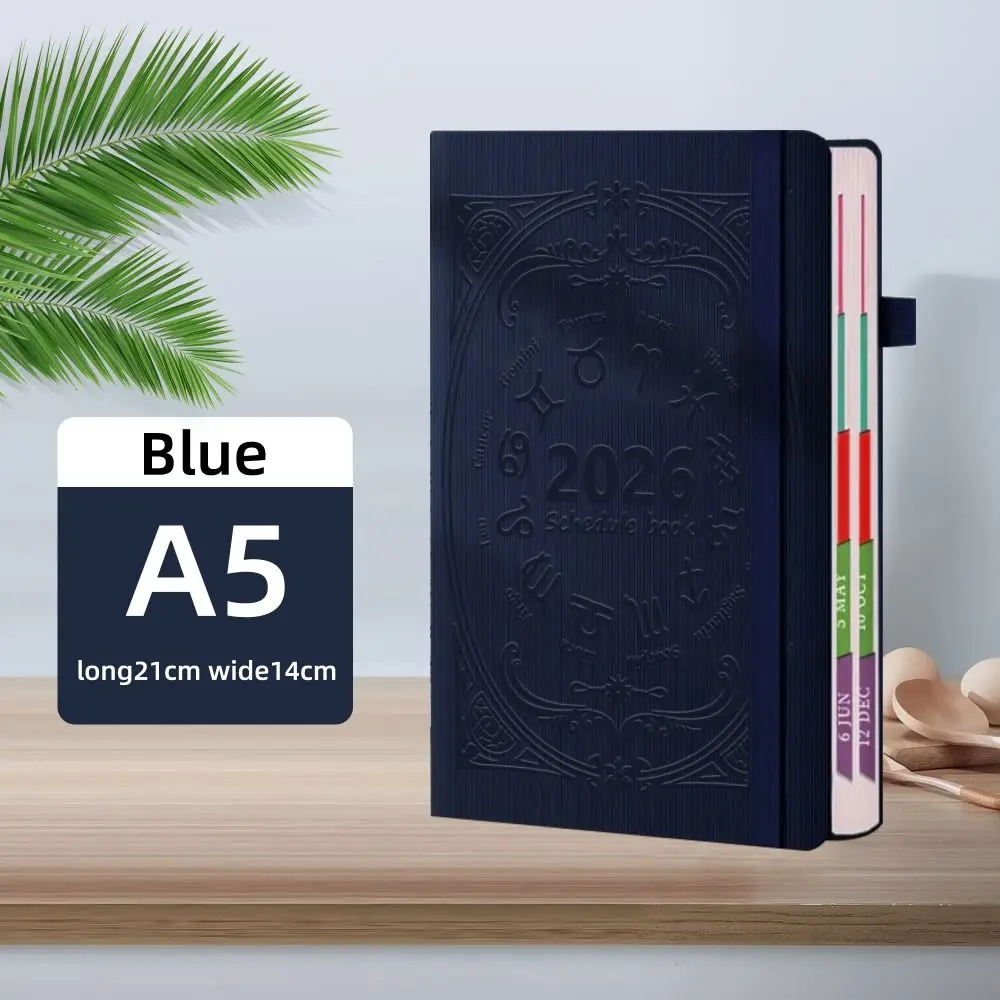 ภาษาอังกฤษ 2026 ตารางวางแผนแผ่นจดบันทึกพียูเนื้อทนต่อการสึกหรอ A5 สมุดบันทึกการวางแผนวาระการประชุมแบบพกพากระดาษหนา