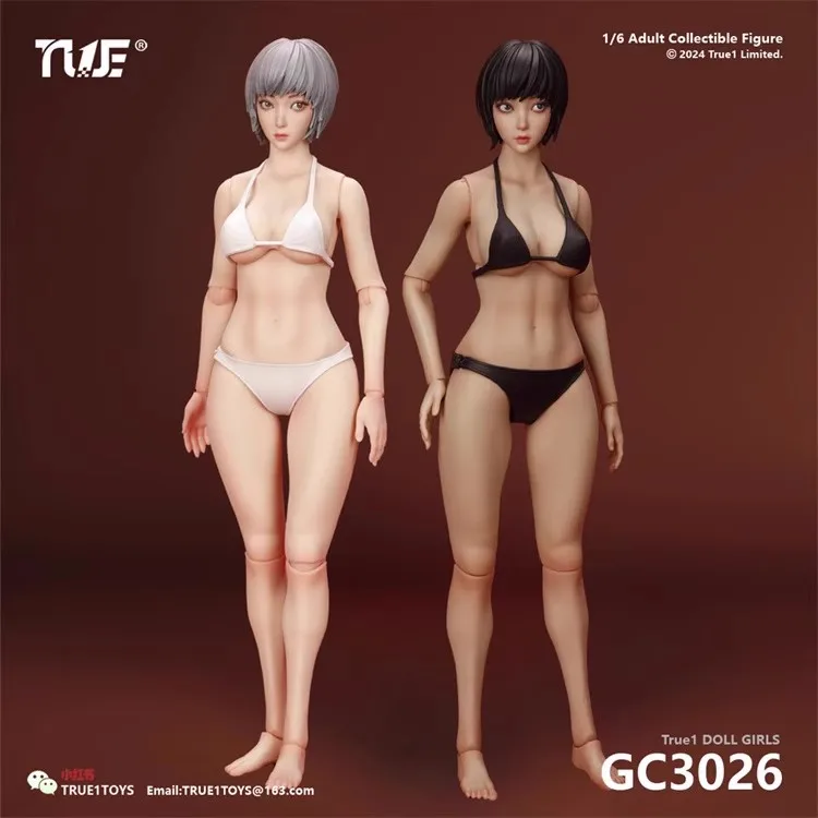 True1Toys GC3026 1/6 Female Soldier Movable Eyed Head Carving Bikini Swimsuit 12'' White Light Wheat Skin Action Figures Body