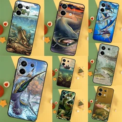 Fishing Gear Fish Case For Xiaomi Redmi Note 13 11 9 10 12 Pro Plus 12S 11S 10S 9S Redmi 12 10C 12C 13C Cover