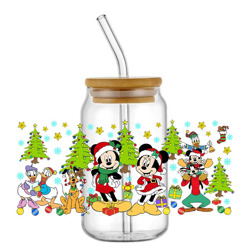 

Santa Mickey Friends Christmas Designs Autocollants Stickers UV DTF Cup Wraps Cold Transfer Pegatinas for Libby