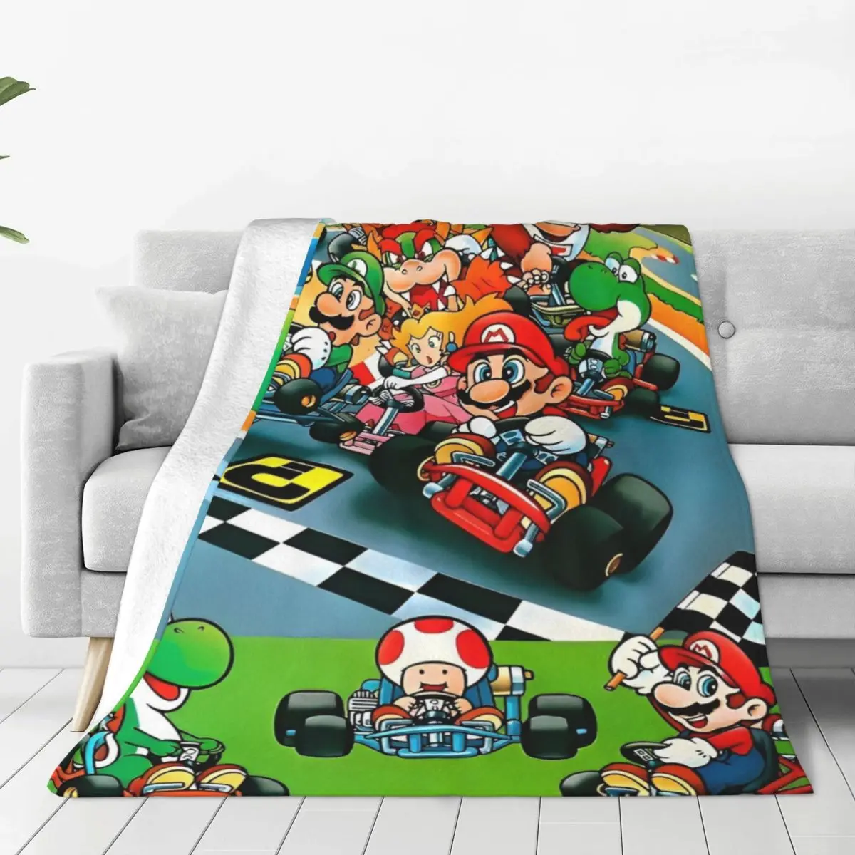 Cartoon M-marioes Blanket Airplane Travel Flannel Throw Blanket For Couch Chair Warm Custom DIY Quality Bedspread Gift