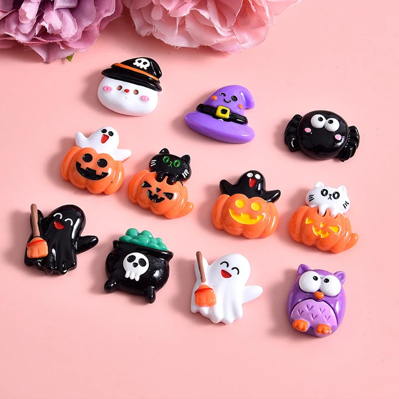 New Pumpkin Skull Halloween 11 resin accessories handmade diy materials for mobile phone case refrigerator sticker hair tie