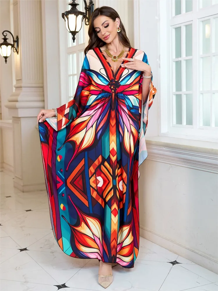 Summer Cover Ups Women Swimsuit 3/4 Sleeve Robes Bathing Suit Robe Dress 2026 New Tie Dye Beach Holiday Maxi Dresses Cover-Up