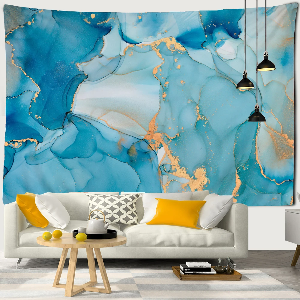

Blue Marble Texture Tapestry Wall Hanging Bohemian Hippie Tapies Witchcraft Art Simple Abstract Art Room Home Decoration