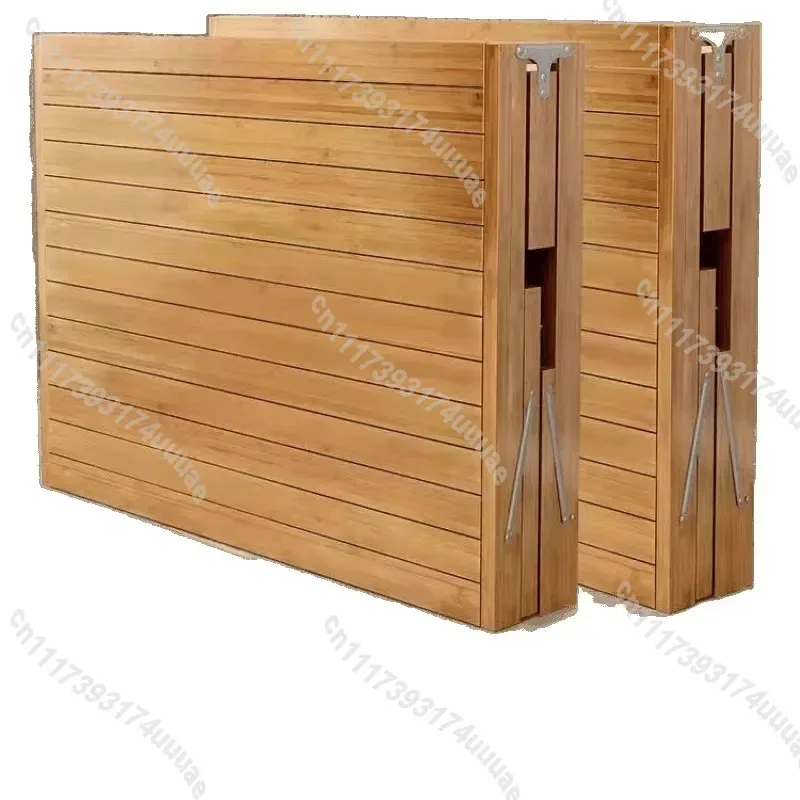 Folding Bamboo Hardboard Bed, Single Double Size Wooden Frame Cot for Household Rental House Office Lunch Break