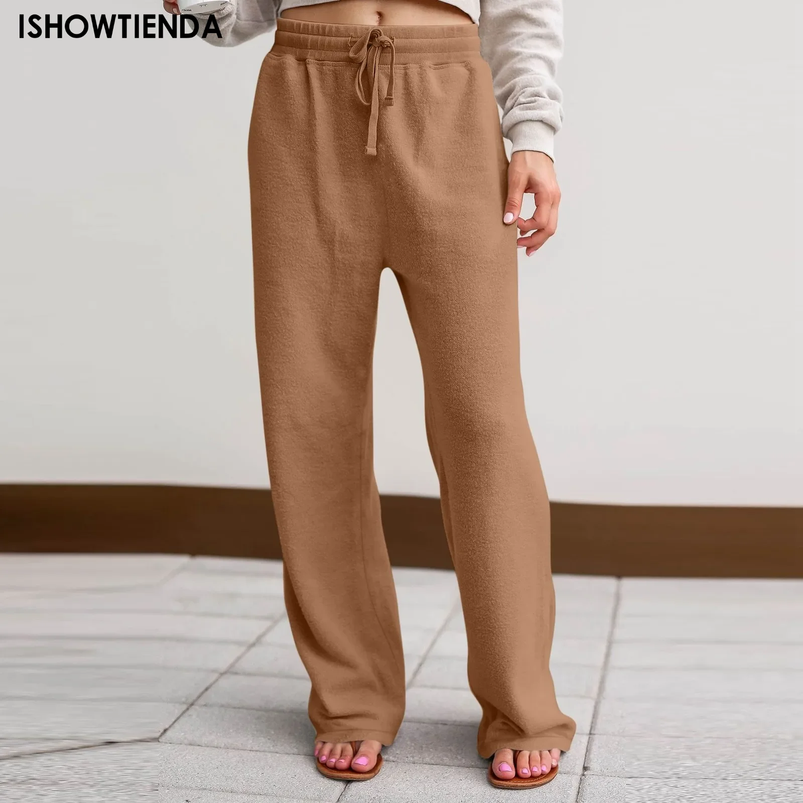 Celana panjang wanita, celana wanita kasual, celana joging longgar, celana kaki lebar, celana Sweatpants warna Solid, celana lari, celana Yoga santai