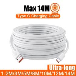 Ultra Long USB C Cable For Xiaomi Redmi Huawei Mobile Phones Charging Cable Type C Equipment VR Camera 2M 3M 5M 8M 10M 12M 14M