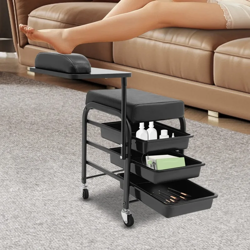 Spa Portable Cart, Beauty Salon Nail Cart, Rolling Storage Cart with 4* Universal Wheels used in beauty parlors Black