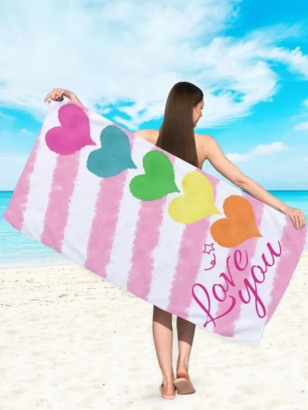 

Ins Simple 3D Print Beach Towel For Girl Soft Cozy Beach Towel Seaside Swimming Sunscreen Protection And Quick Drying Bath Towel