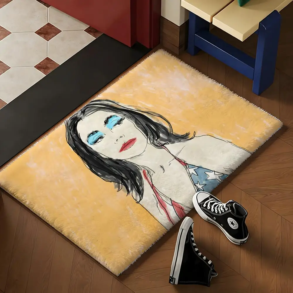 Indie Rock PJ H-harvey Floor Mat Soft Flannel Rug Non-Slip Absorbent Mat for Bathroom Bedroom Home Decor