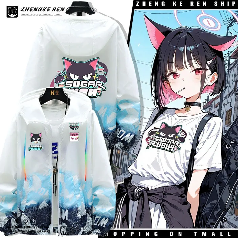 

Синий Архив Косплей Ремешок orm Защита от солнца Одежда для мужчин и женщин Stand Fit Long Sve Youth Faion Полиэстер