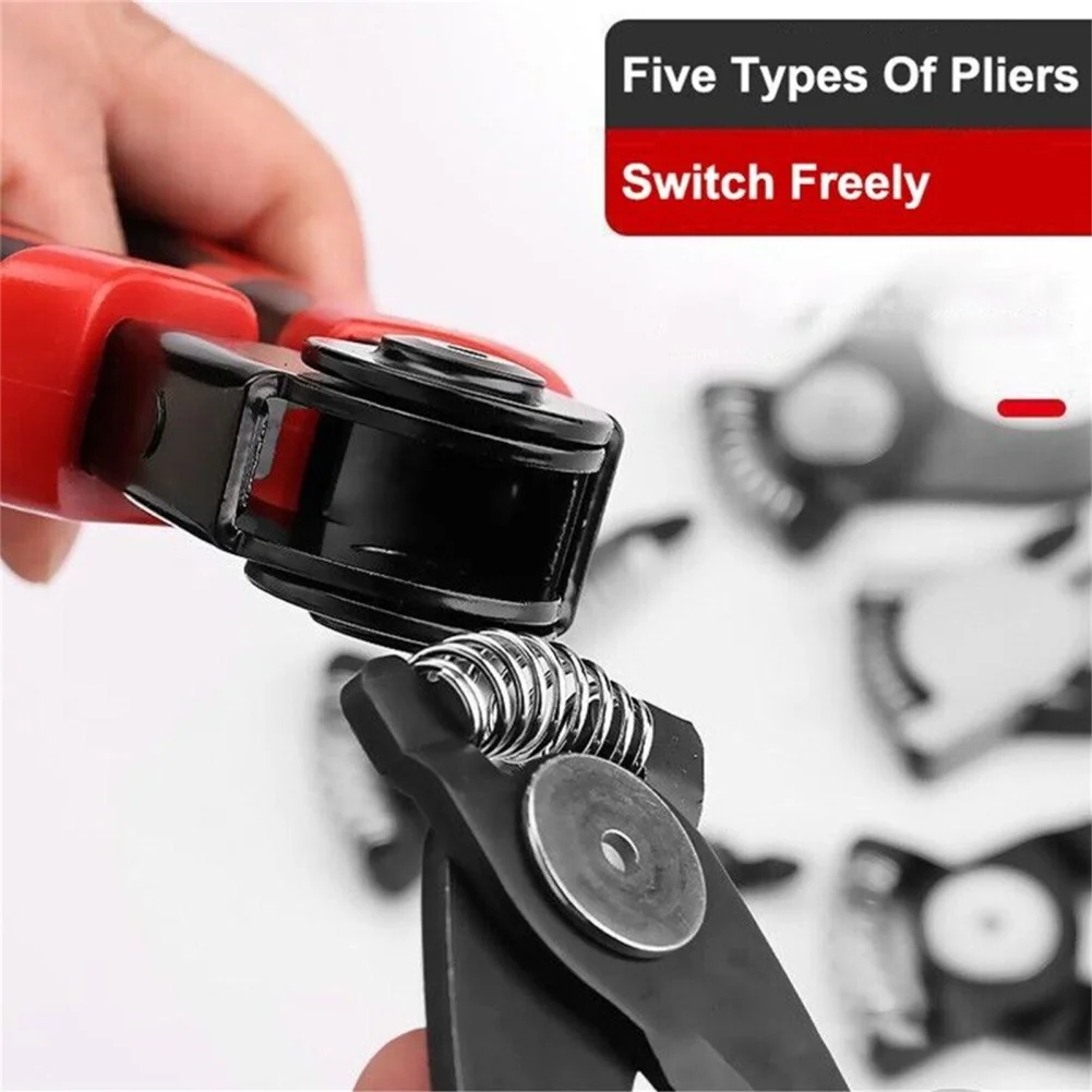 5 In 1 Plier Tool Set Combination Interchangeable Pliers Kit With Cable Cutters Wire Stripper Scissor Crimping Plier