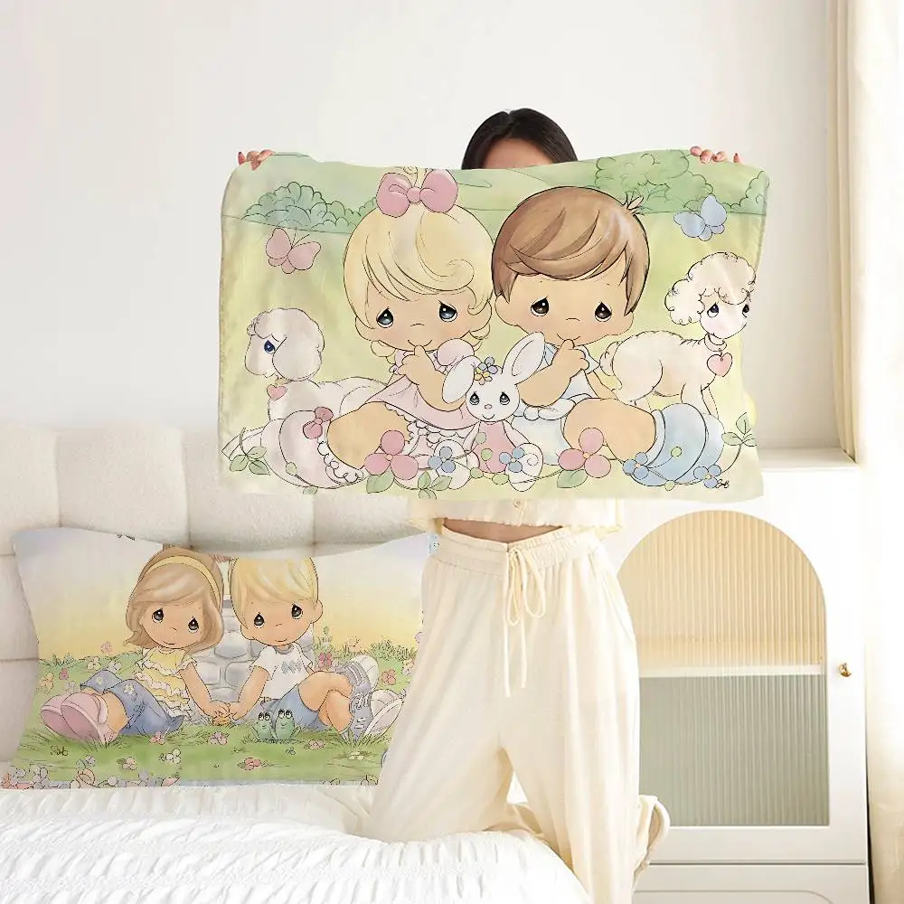 Precious Moments Cute Premium Quick-Dry Pillow Towel Durable Polyester Fabric for Adults Pillowcase
