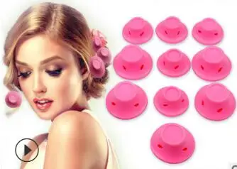 10Pcs/Set Pink/Blue Bell Hair Curlers Silica Gel Mushroom Magic Rollers Care Styling Tools Accessories HA004