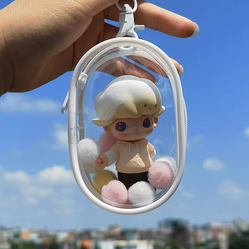 Bolsa de algodón transparente para muñeca de peluche, estuche de almacenamiento transparente para muñecas de dibujos animados de Anime, PVC, 10CM