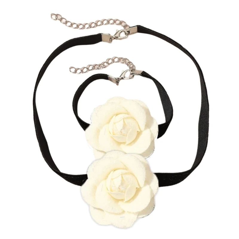 Fashionable Rose Flower Jewelry Set Individualized Bracelet and Necklace Jewelry