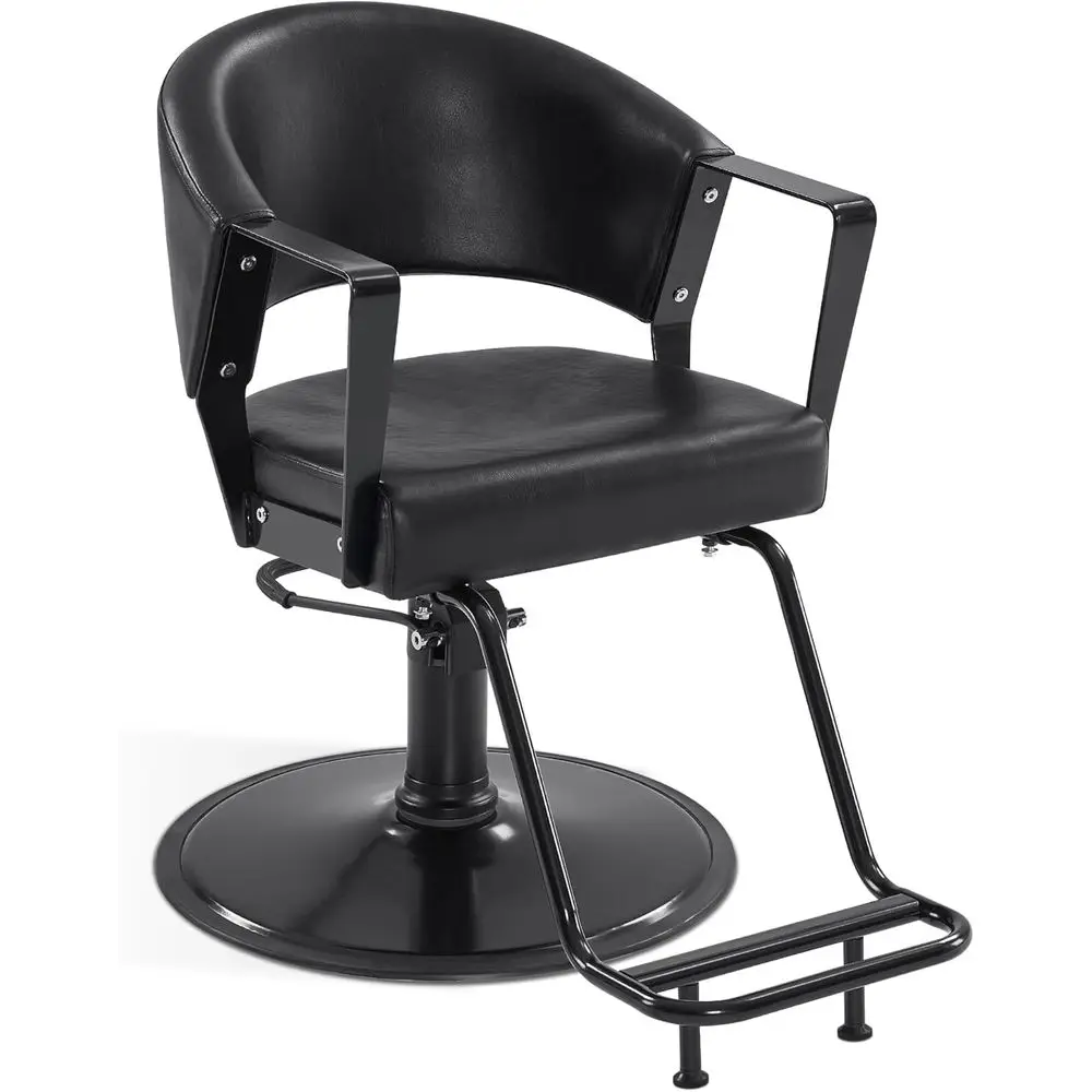 

Классика 360 ° Поворотное гидравлическое парикмахерское кресло, черное, с изогнутым деревянным дизайном, для укладки волос и салонов красоты, модель 8517