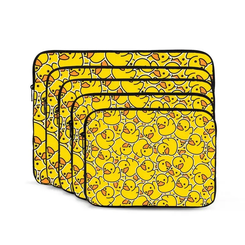 Rubber Cartoon Duck Laptop Sleeve Bag Cute Yellow Duck Portable Business Briefcase Protective Case for Ultrabook Notebook Tablet
