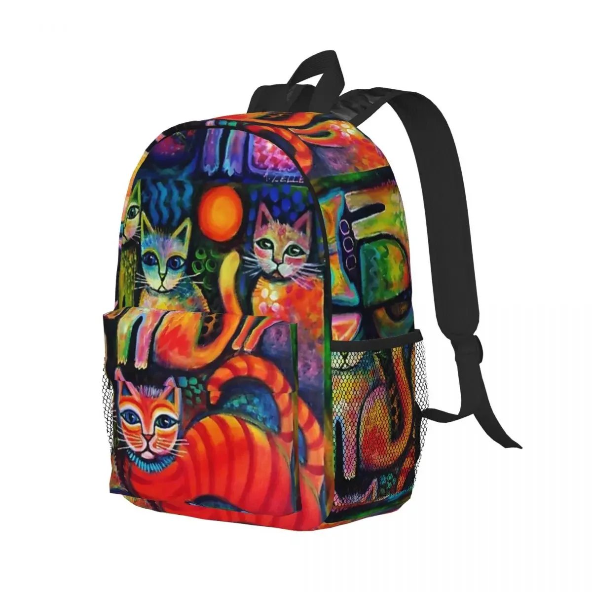 Mochila escolar de dibujos animados para niños, bolso de hombro, gran capacidad, bonito, gatitos, Adolescentes