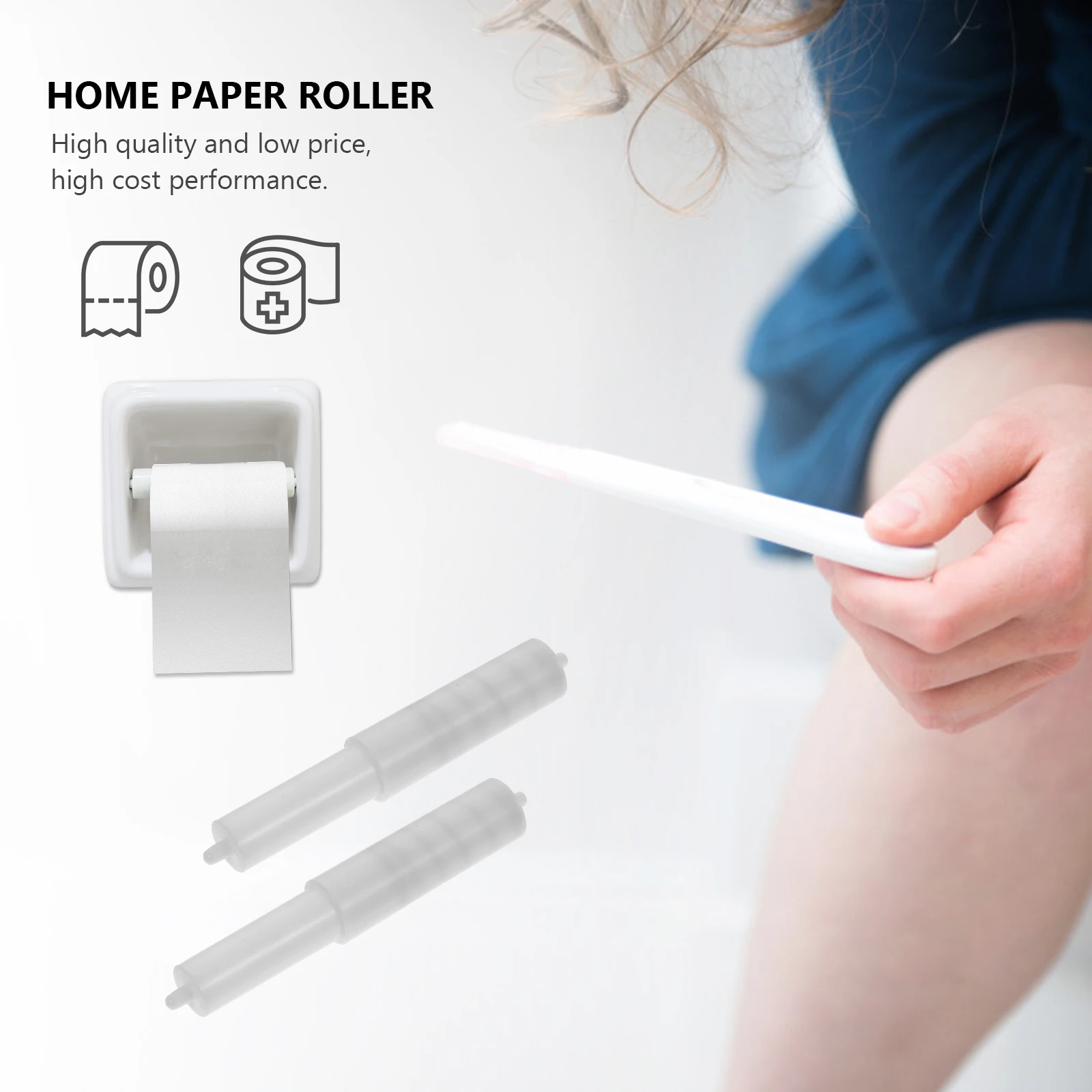 

2 pcs Tissue Paper Holder Shaft Plastic Rod Bathroom Home Toilet Paper Roller Retractable Reel