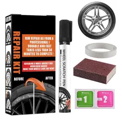 Car Wheel Rim Paint Repair Automotive Black Alloy Wheel Rims Paint Fill Pen Set Car Wheel Repair Quick Dry Coverage For Black