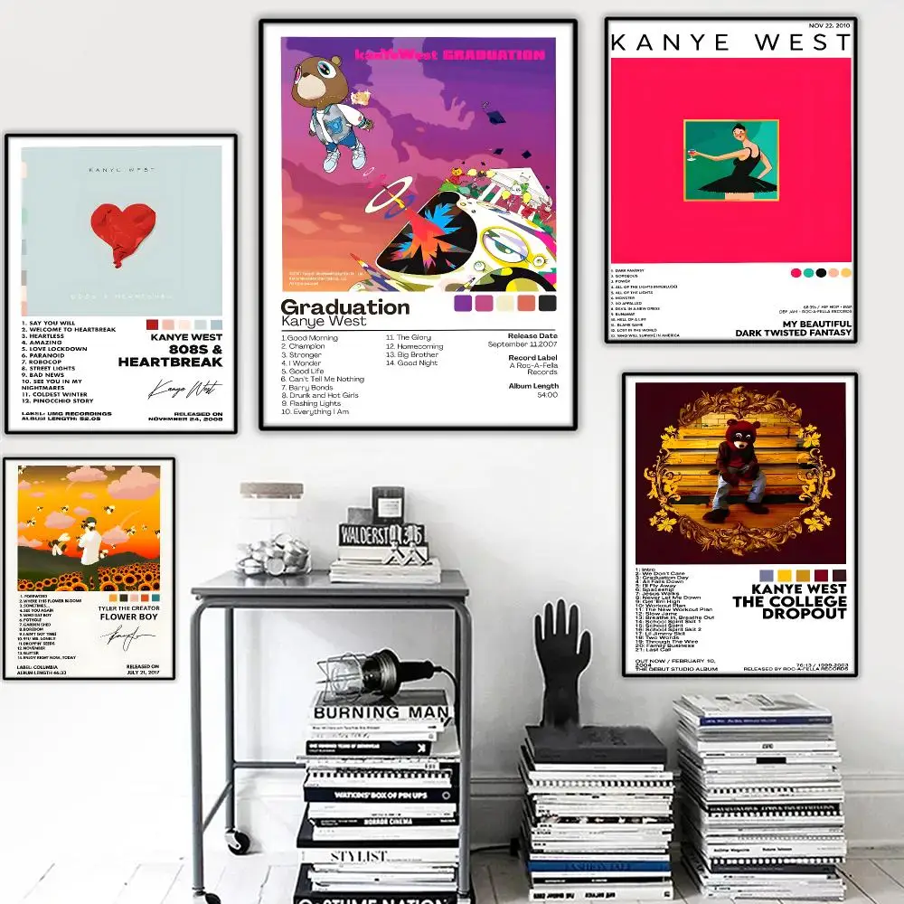 K-Kanye W-West Graduation Painting Calligraphy Wall Art HD Canvas Oil Painting Posters Prints Home Bedroom Decor Gift