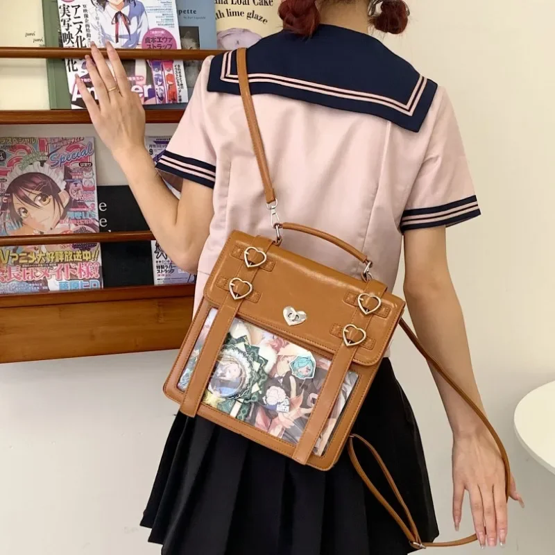 JK Ita Mochila Transparent Mochilas Mujer Shoulder Crossbady School Backpack Women New Fashion Love Heart Handbag Bolsa